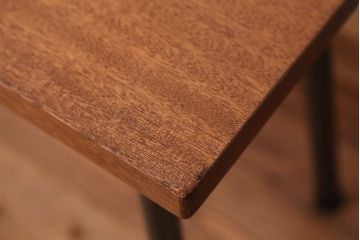 アンティーク家具　☆天板一枚板!古い木の鉄脚長イス(5)(ベンチ・長椅子)
