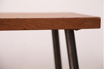 アンティーク家具　☆天板一枚板!古い木の鉄脚長イス(5)(ベンチ・長椅子)