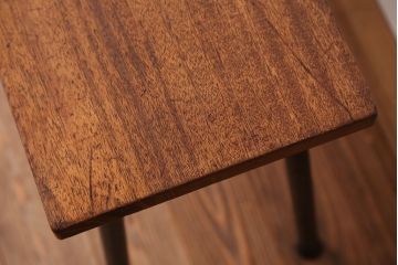 アンティーク家具　☆天板一枚板!古い木の鉄脚長イス(6)(ベンチ・長椅子)