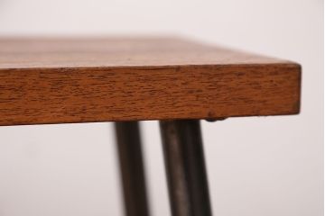 アンティーク家具　☆天板一枚板!古い木の鉄脚長イス(6)(ベンチ・長椅子)