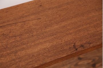 アンティーク家具　☆天板一枚板!古い木の鉄脚長イス(7)(ベンチ・長椅子)