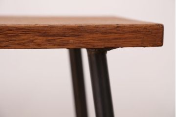 アンティーク家具　☆天板一枚板!古い木の鉄脚長イス(7)(ベンチ・長椅子)