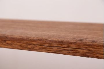 アンティーク家具　☆天板一枚板!古い木の鉄脚長イス(7)(ベンチ・長椅子)