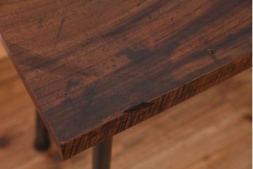 アンティーク家具　☆天板一枚板!古いケヤキ材の鉄脚ベンチ(長イス・長椅子)