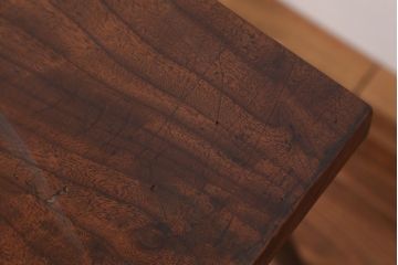 アンティーク家具　☆天板一枚板!古いケヤキ材の鉄脚ベンチ(長イス・長椅子)