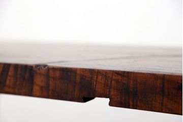 アンティーク家具　☆天板一枚板!古いケヤキ材の鉄脚ベンチ(長イス・長椅子)