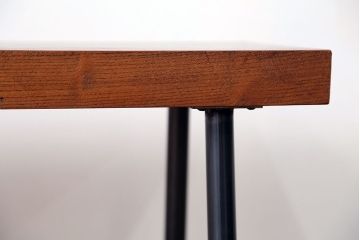 アンティーク家具　☆天板一枚板!古いケヤキ材の鉄脚ベンチ(長イス・長椅子)