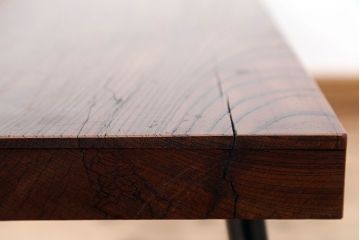 アンティーク家具　☆天板一枚板!古いケヤキ材の鉄脚ベンチ(長イス・長椅子)