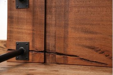 アンティーク家具　☆天板一枚板!古いケヤキ材の鉄脚ベンチ(長イス・長椅子)?