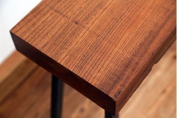 アンティーク家具　☆天板一枚板!古いケヤキ材の鉄脚ベンチ(長イス・長椅子)?