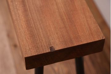 アンティーク家具　☆天板一枚板!古いケヤキ材の鉄脚ベンチ(長イス・長椅子)?