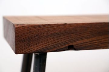 アンティーク家具　☆天板一枚板!古いケヤキ材の鉄脚ベンチ(長イス・長椅子)?