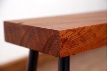 アンティーク家具　☆天板一枚板!古いケヤキ材の鉄脚ベンチ(長イス・長椅子)?