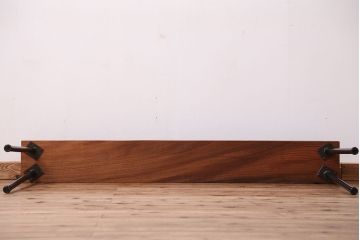アンティーク家具　☆天板一枚板!古いケヤキ材の鉄脚ベンチ(長イス・長椅子)?