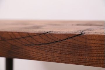 アンティーク家具　☆天板一枚板!古いケヤキ材の鉄脚ベンチ(長イス・長椅子)?