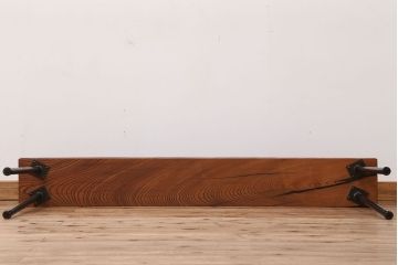 アンティーク家具　☆天板一枚板!古いケヤキ材の鉄脚ベンチ(長イス・長椅子)?