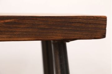 アンティーク家具　☆天板一枚板!古いケヤキ材の鉄脚ベンチ(長イス・長椅子)?