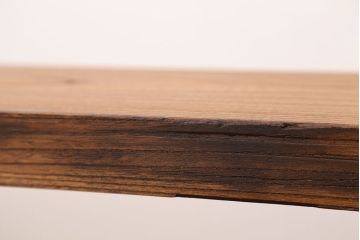 アンティーク家具　☆天板一枚板!古いケヤキ材の鉄脚ベンチ(長イス・長椅子)?