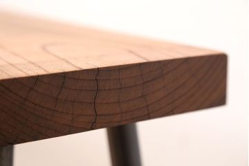 アンティーク家具　☆天板一枚板!古いケヤキ材の鉄脚ベンチ(長イス・長椅子)?