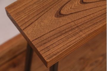 アンティーク家具　☆天板一枚板!古いケヤキ材の鉄脚ベンチ(長イス・長椅子)?