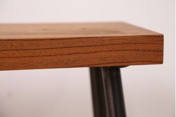 アンティーク家具　☆天板一枚板!古いケヤキ材の鉄脚ベンチ(長イス・長椅子)?