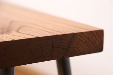 アンティーク家具　☆天板一枚板!古いケヤキ材の鉄脚ベンチ(長イス・長椅子)?