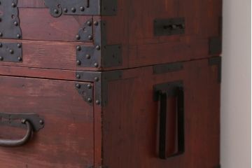 アンティーク家具　古民具・骨董☆二段重ね観音開き時代箪笥