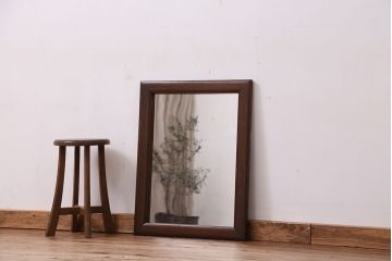 アンティーク雑貨　古い木の小振りな鏡(ミラー)