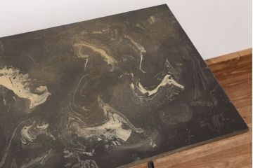 中古　大理石風鉄脚テーブル