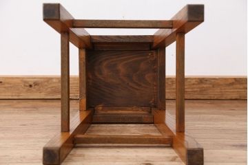 美品!古い木の角スツール(椅子・イス)　