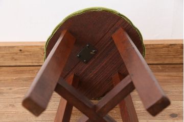 美品!古い木の丸椅子(スツール・イス)　