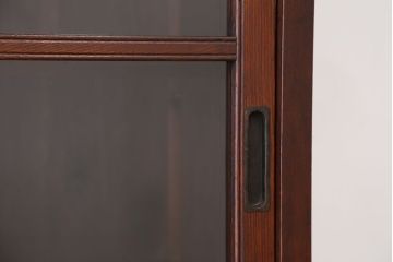 アンティーク家具　☆素敵なデザイン!古い薬屋の二段重ね収納棚(飾り棚・食器棚)(ガラスケース)