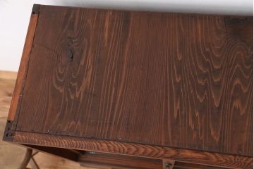 アンティーク家具　☆素敵なデザイン!古い薬屋の二段重ね収納棚(飾り棚・食器棚)(ガラスケース)