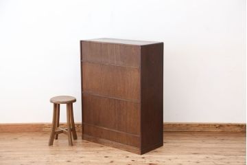 美品!前面桑材の美しい結霜ガラス茶箪笥(収納棚・食器棚)