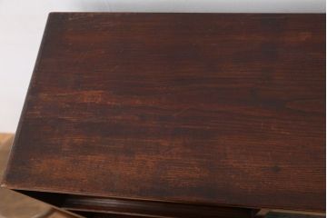 アンティーク家具　可愛いデザイン!古い栗材の結霜ガラス茶箪笥(収納棚)