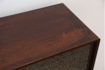 アンティーク家具　可愛いデザイン!古い栗材の結霜ガラス茶箪笥(収納棚)