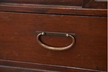 アンティーク家具　可愛いデザイン!古い栗材の結霜ガラス茶箪笥(収納棚)