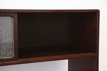 アンティーク家具　可愛いデザイン!古い栗材の結霜ガラス茶箪笥(収納棚)