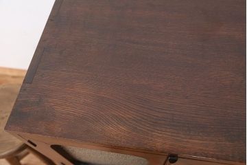 アンティーク家具　アンティーク　総楢材!上質なダイヤガラス収納棚(チェスト)