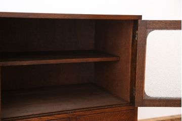 アンティーク家具　アンティーク　総楢材!上質なダイヤガラス収納棚(チェスト)