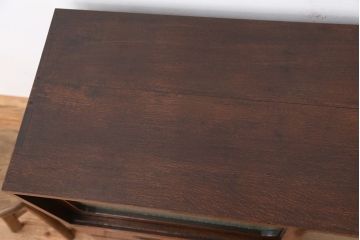 アンティーク家具　高級品!古いナラ材のダイヤガラスローボード(ローチェスト)