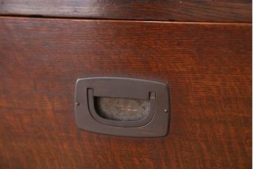 アンティーク家具　高級品!古いナラ材のダイヤガラスローボード(ローチェスト)