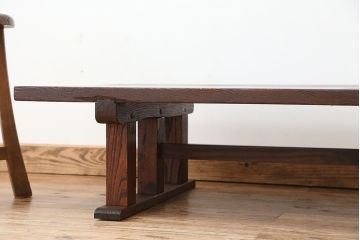 アンティーク家具　★古民具・骨董　大きな脚付き一枚板(テーブル・作業台)