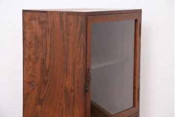 アンティーク家具　アンティーク　古い木のシンプルな鉄脚収納棚