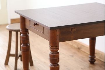 アンティーク家具　和風アンティーク!古い木の引き出し付きテーブル(作業台・机)