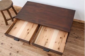 アンティーク家具　アンティーク　古い木のシンプルな文机(テーブル)