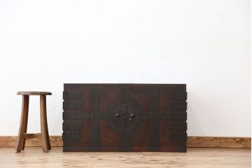アンティーク家具　重厚!観音開き時代箪笥ローボード(ローチェスト)