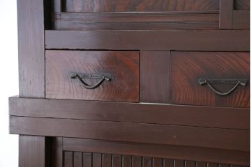 アンティーク家具　重厚!昇り引き出し付き六尺水屋箪笥(食器棚、収納棚)