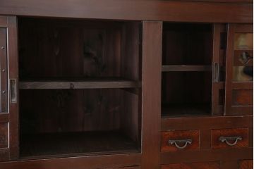 アンティーク家具　重厚!昇り引き出し付き六尺水屋箪笥(食器棚、収納棚)