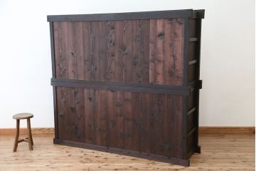 アンティーク家具　重厚!昇り引き出し付き六尺水屋箪笥(食器棚、収納棚)